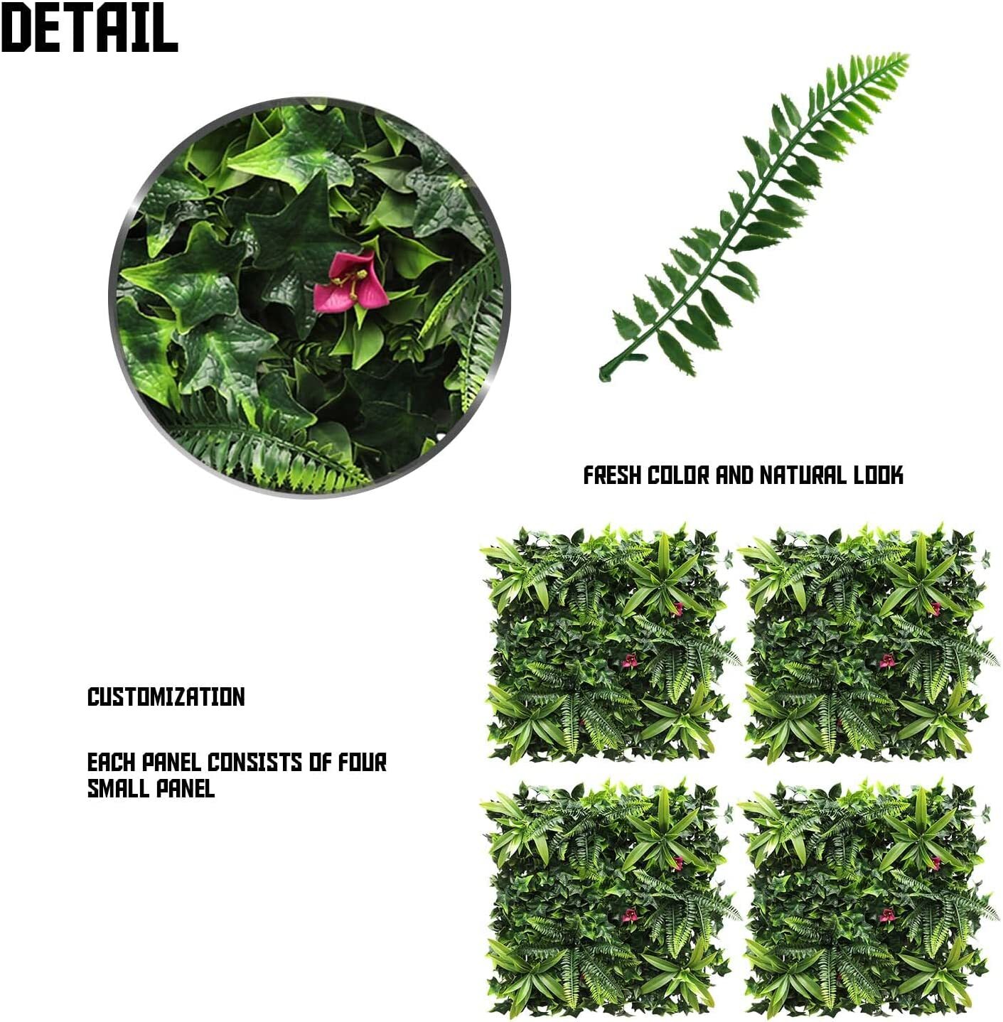 20″x20″ Artificial Faux #7 3D Mixed Panel Leaf Privacy Fence Screen Decor Hedge