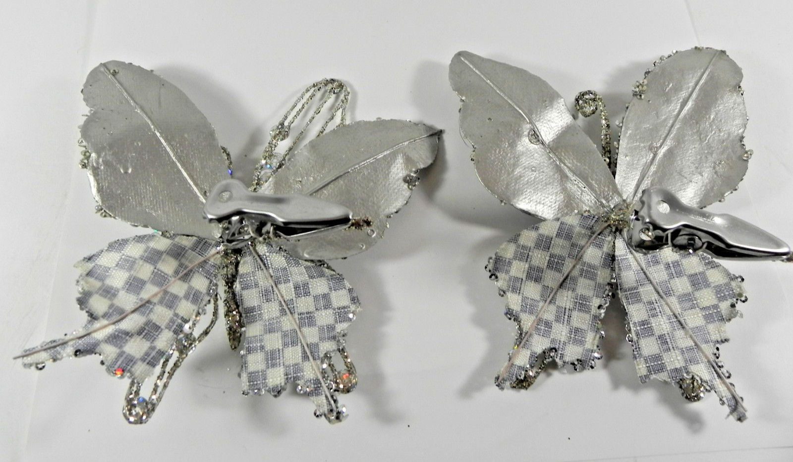 Mackenzie Childs 5″ Silver Butterfly Clip On Set of 2