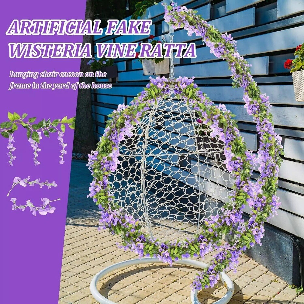 24pcs Artificial Wisteria Vine Garland Fake Flower Plant Garden Wedding Decor US