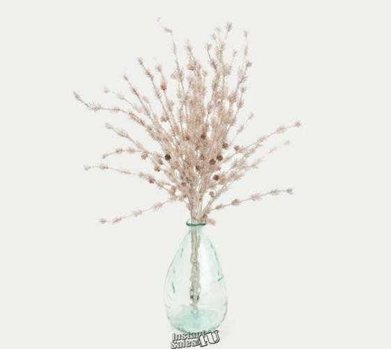 Peony 38″ 6 Champagne Glistening Christmas Winter Pinecone Branches Glass Vase
