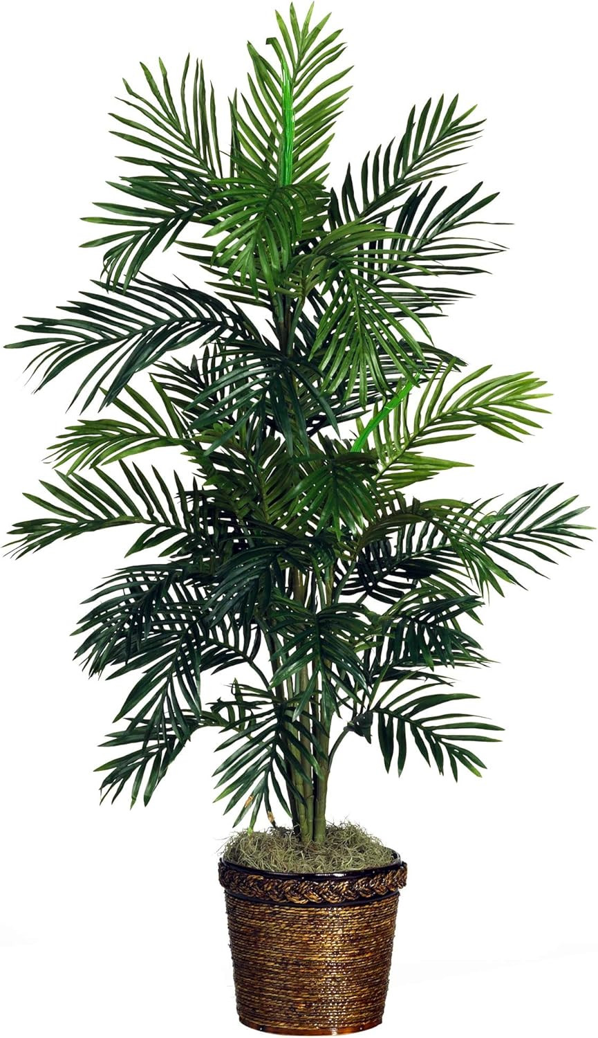 5263-0308 56In. Areca Palm Silk Tree with Basket, Green,30″ X 32″ X 56″
