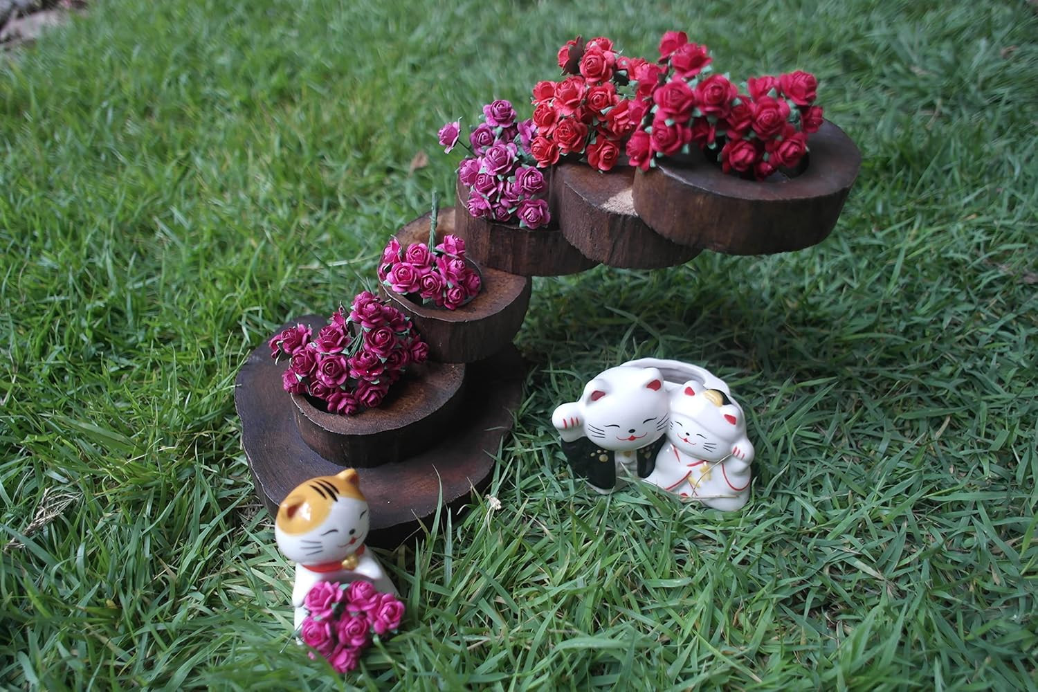 100 Pcs Mini Paper Flowers Artificial Roses Mixed Red Five Color Mulberry Paper