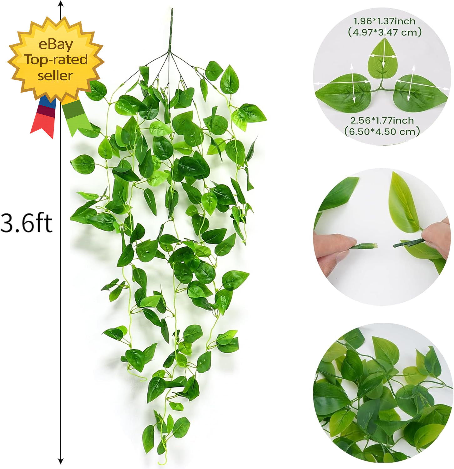 2 Pcs Fake Hanging Plants Artificial Pothos Vines Indoor Outdoor Home Decor
