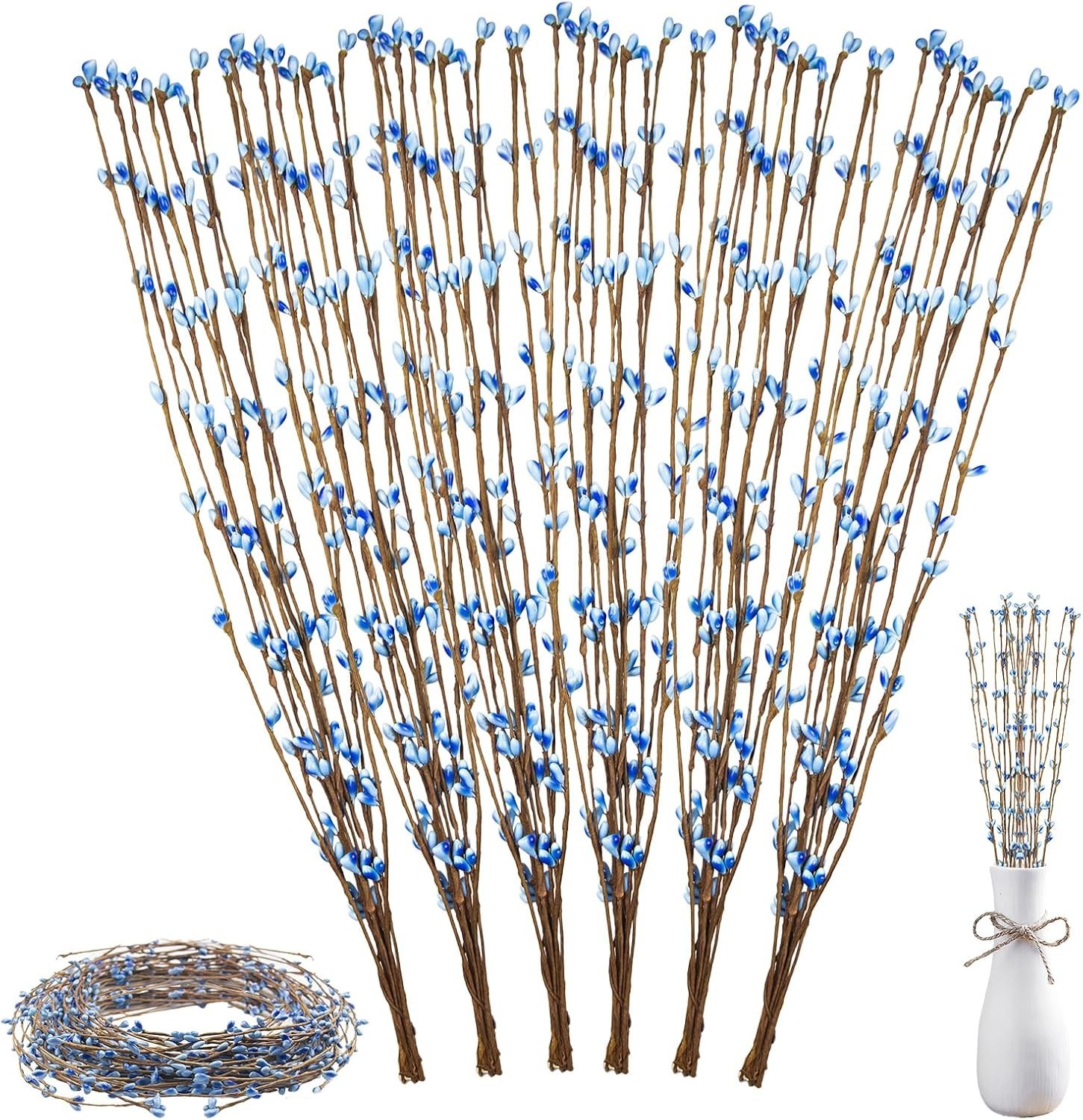 Stunning 60 Pcs Blue Pip Berry Garland – 65.6 Feet Ideal for DIY Holiday Designs