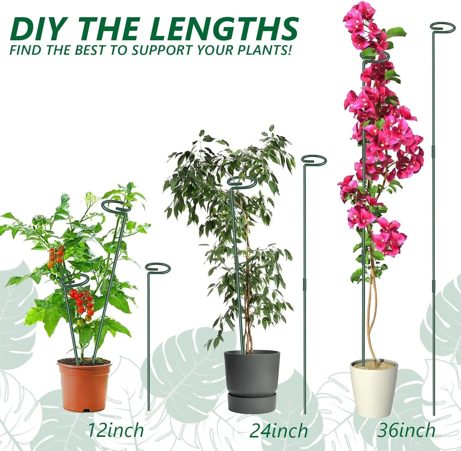 6 Pack 24 Inch Plant Support Stakes,Extendable Plant Stakes,Orchid Sticks with C