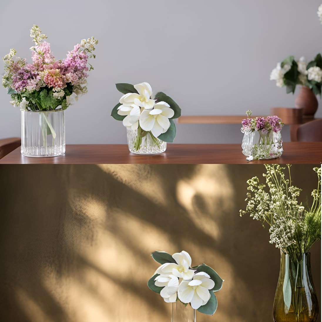 3 PCS 11 Inch White Silk Artificial Magnolia Flowers Decoration Bouquet L