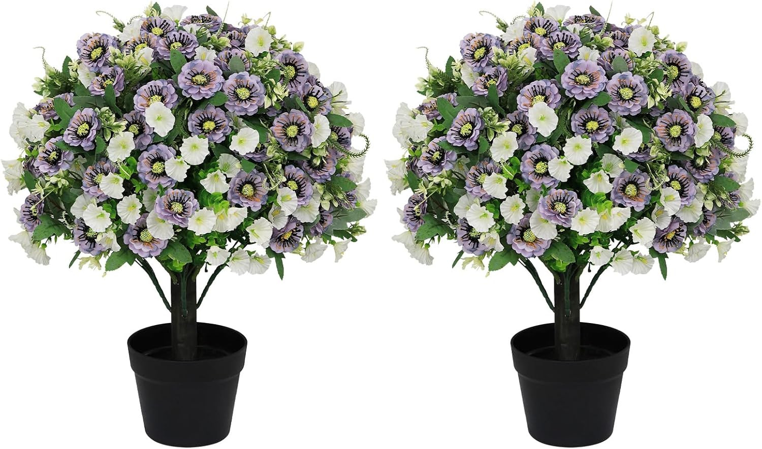 24″ Artificial Flowers for Outdoors Set of 2 – UV Resistant Faux Potted Eucalypt