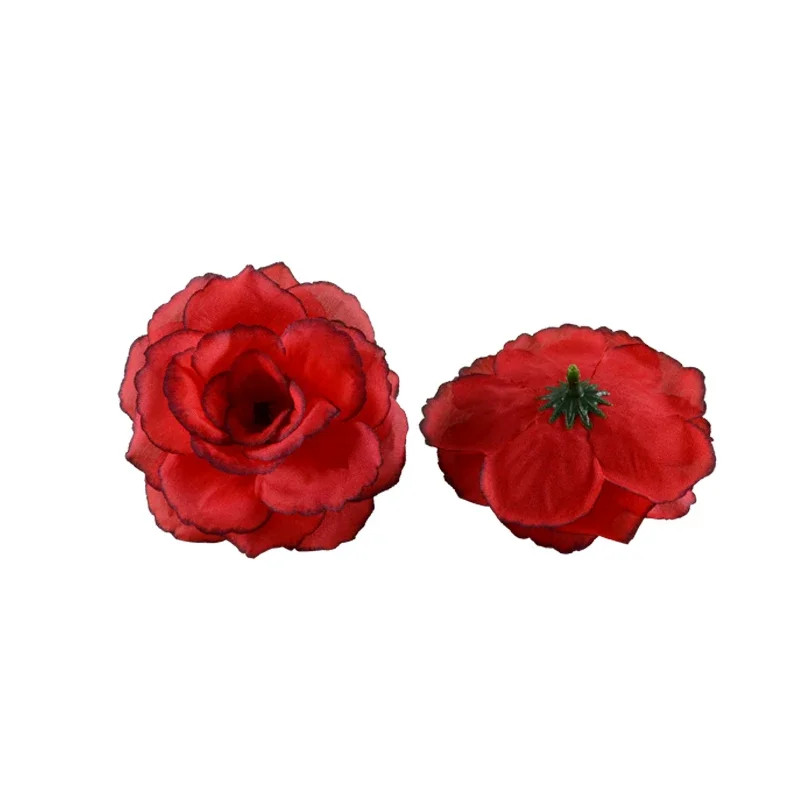 8cm Gold/Silver Artificial Rose Silk Flower Heads for DIY Decor