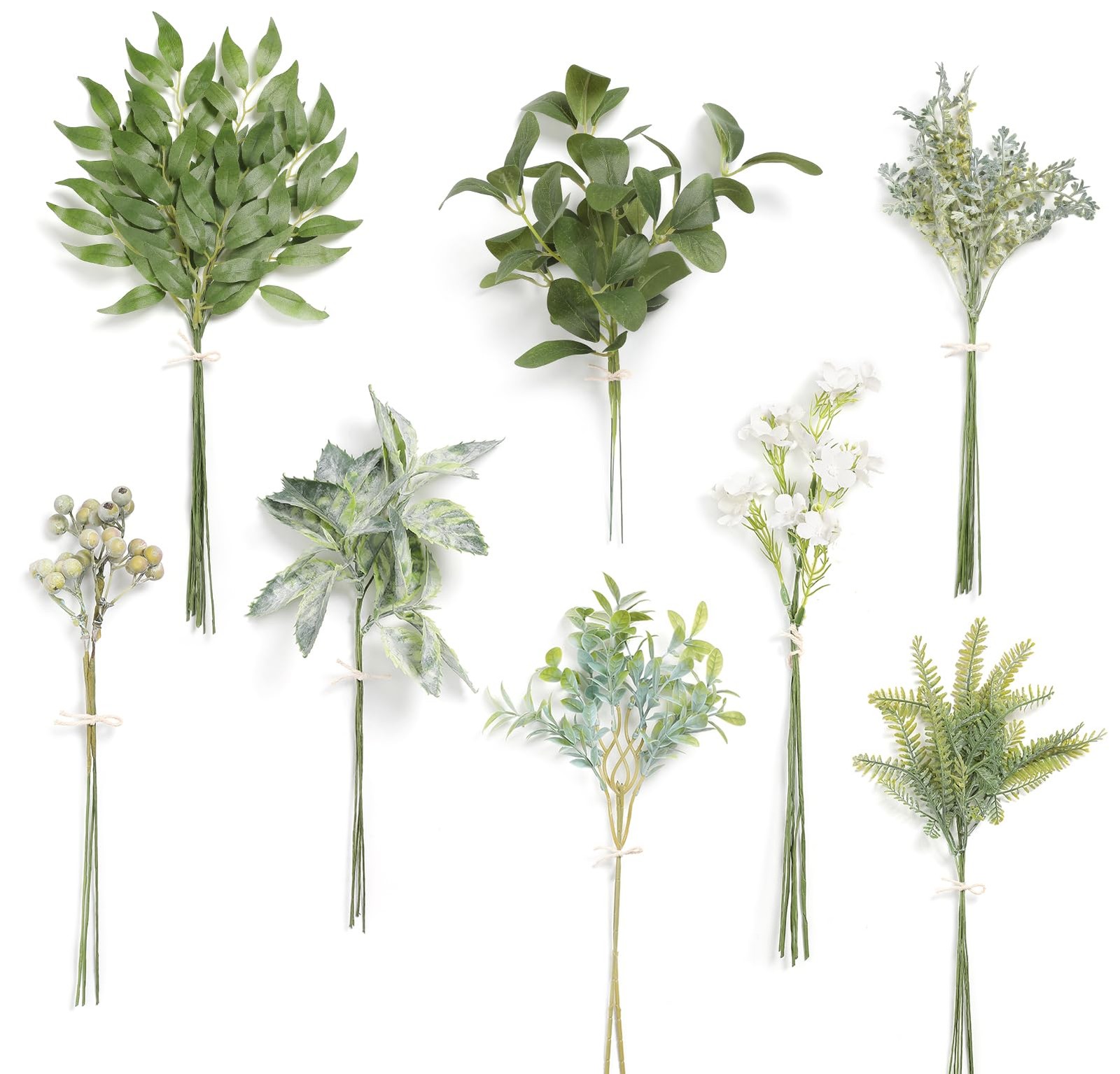 Artificial Greenery Stems Box Set,(Pack of 42pcs) with 8 Kinds of Faux Pink G…