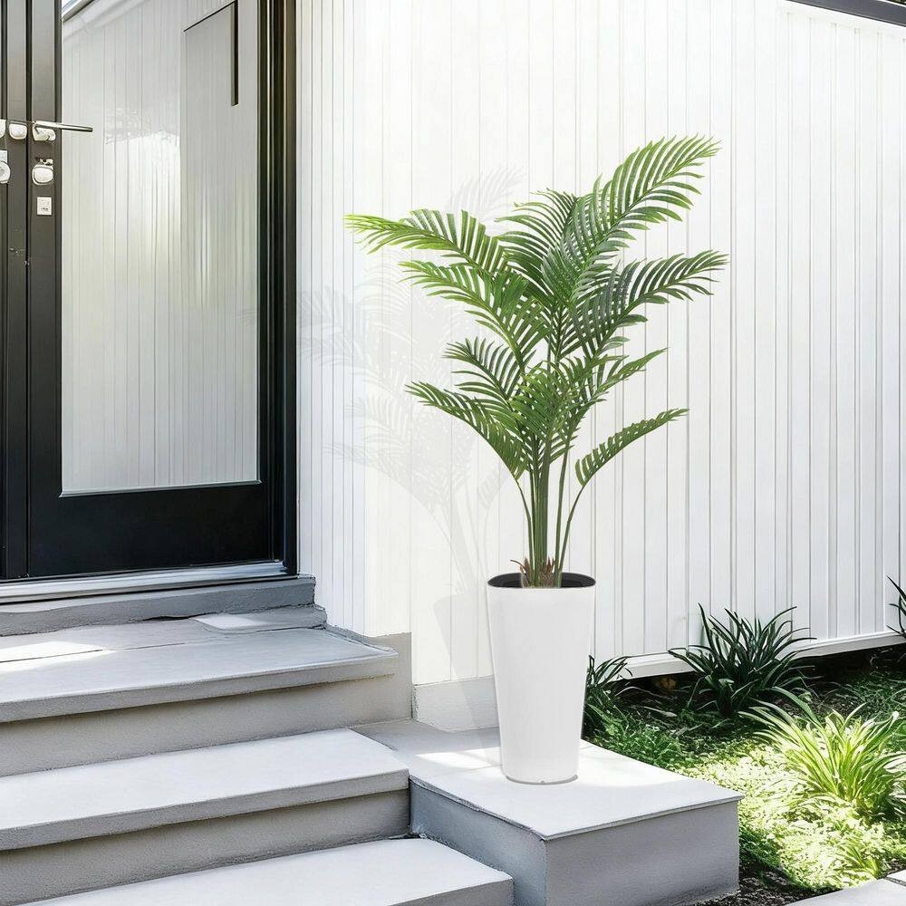 Artificial Areca Palm Tree 5FT Faux Indoor Plant White Pot Home Office Decor