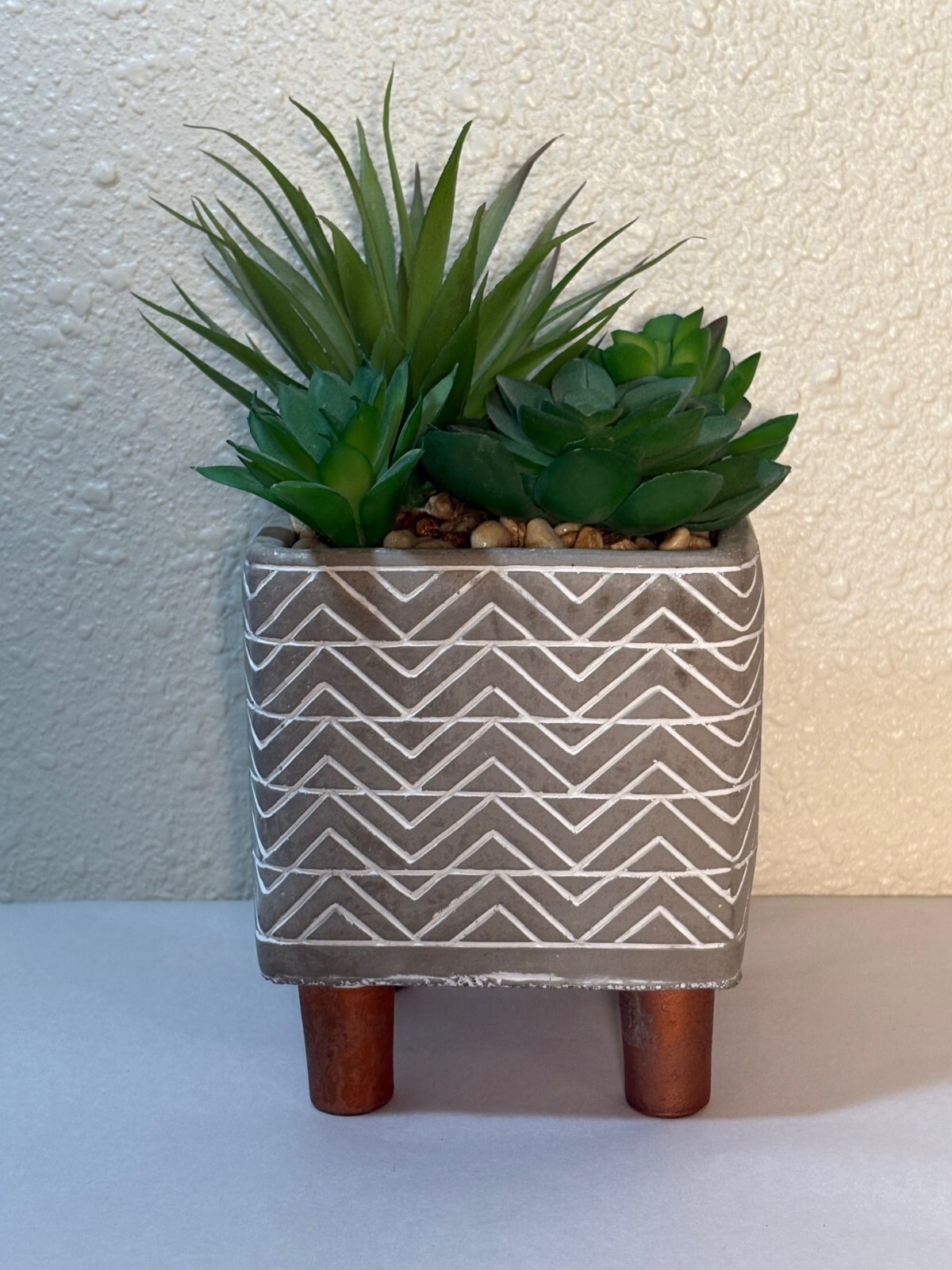4.25″ Sq Footed Ceramic Pot Artificial Succulents