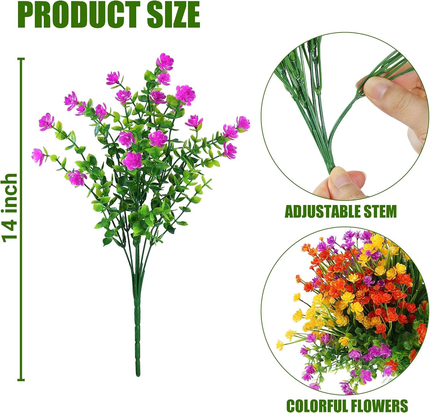 Vibrant UV Resistant Artificial Plants – 12 Bundles for Stylish Home Accents