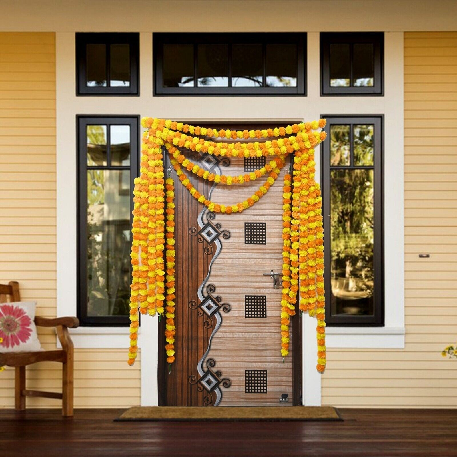 Wholesale Indian Mix Color Marigold Flower Mehndi Decoration Artificial Garlands