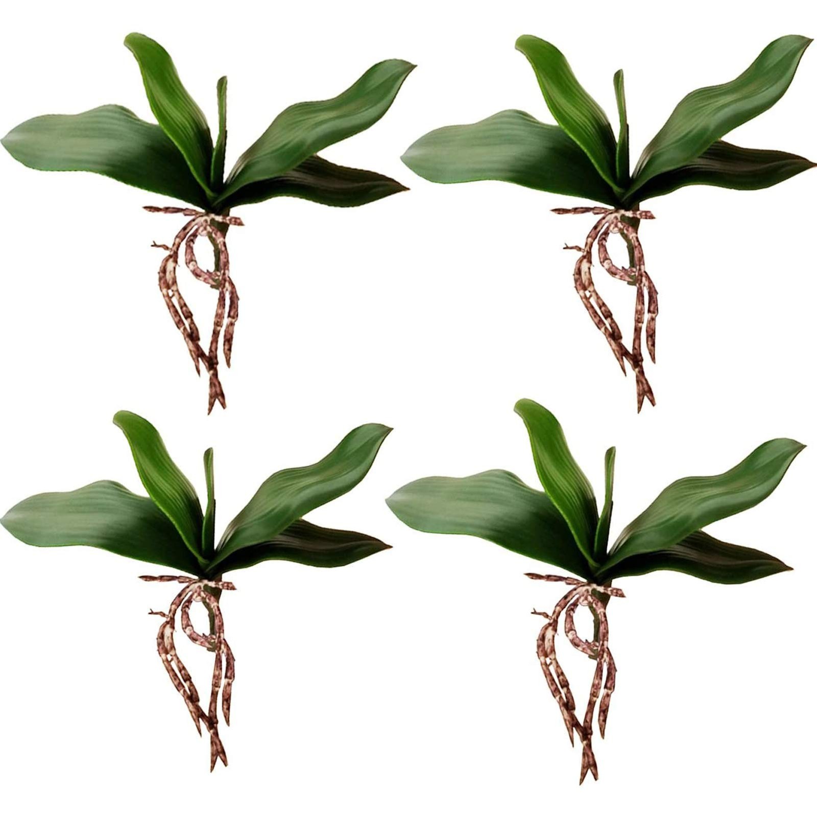 4 PCS 10 Inch Big Artificial Green Phalaenopsis Moth Orchid Leaf Latex Plant
