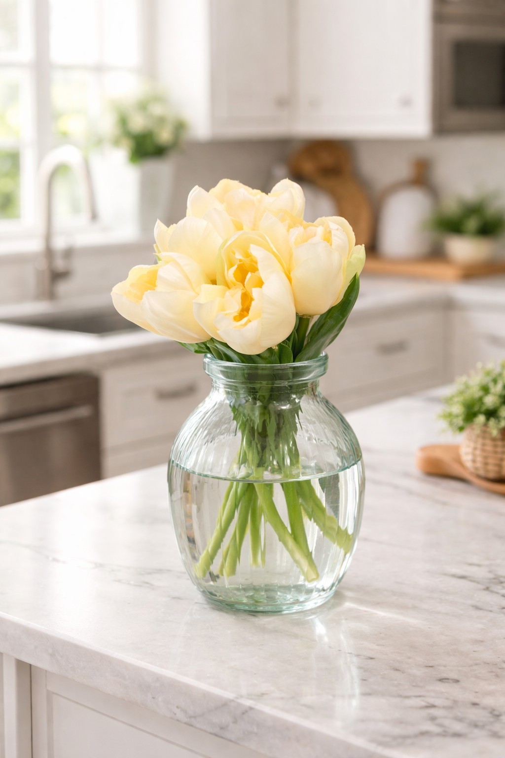 NEW Pottery Barn Early Bloom Faux Tulip Flower Bunch Bundle Bouquet Yellow NWT