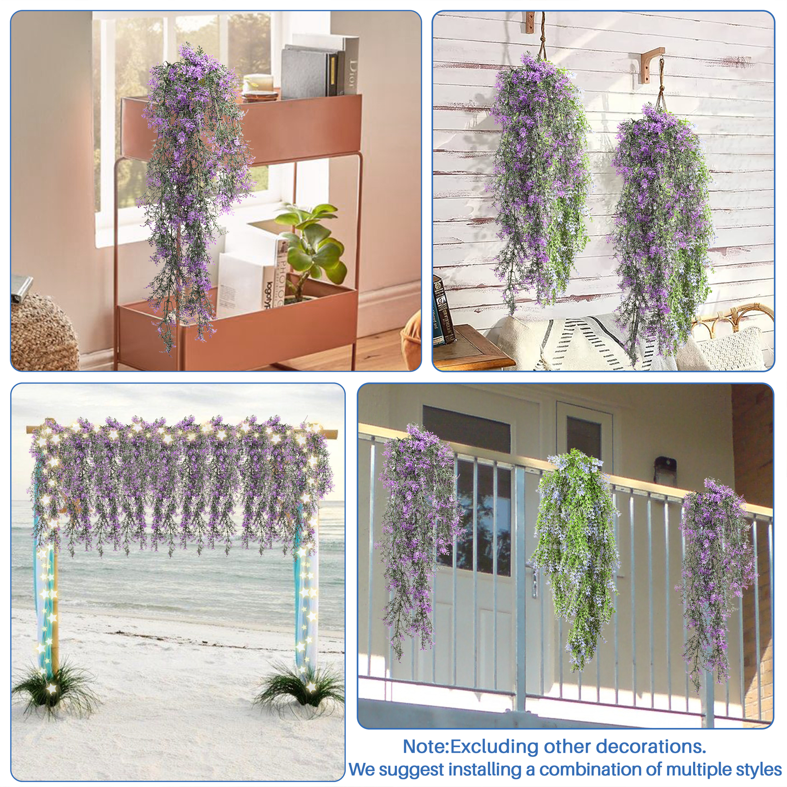 Artificial Hanging Garland Wisteria Vine With Wire Branches Wedding Home Decor