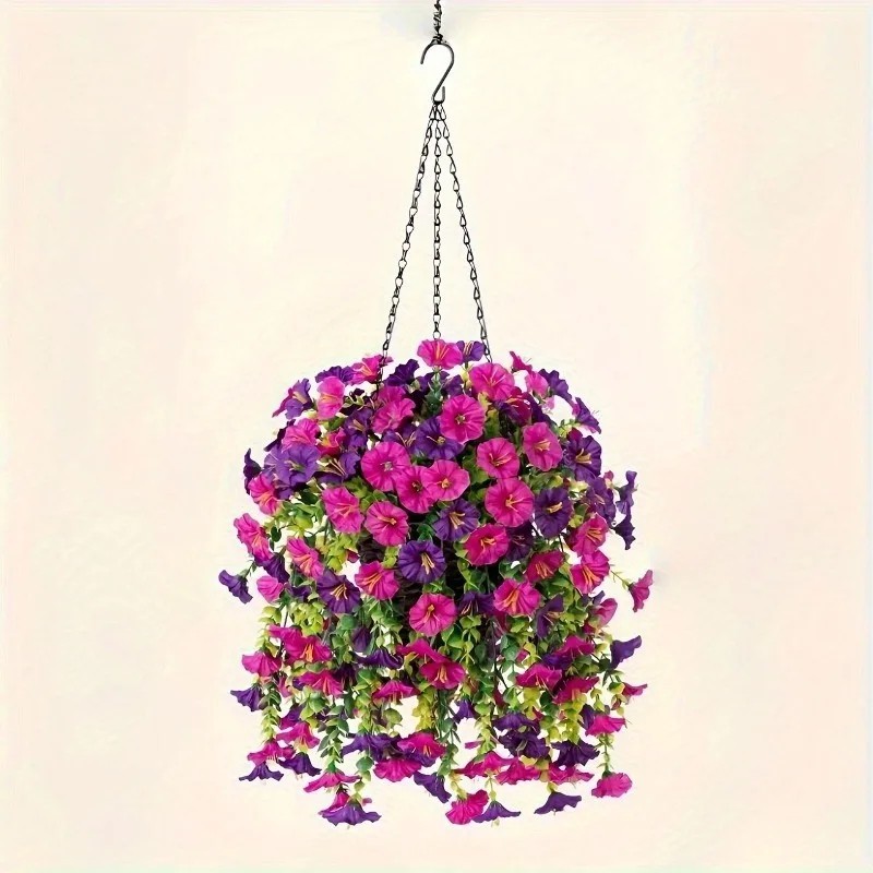 Artificial Morning Glory Vines UV Resistant Hanging Flowers Outdoor Decor