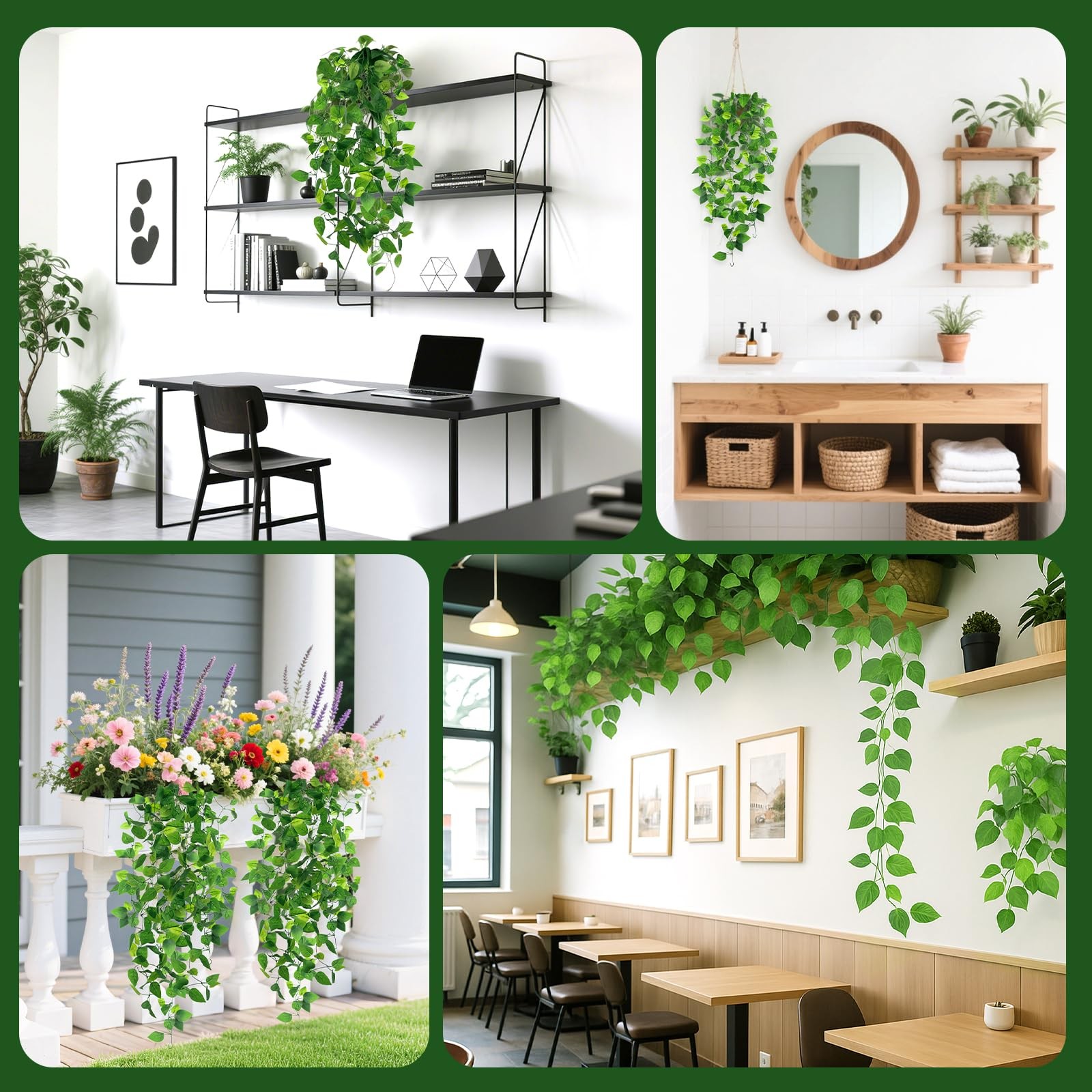 2 PCS Fake Vines, Fake Pothos Hanging Plants Ivy Vines, Artificial