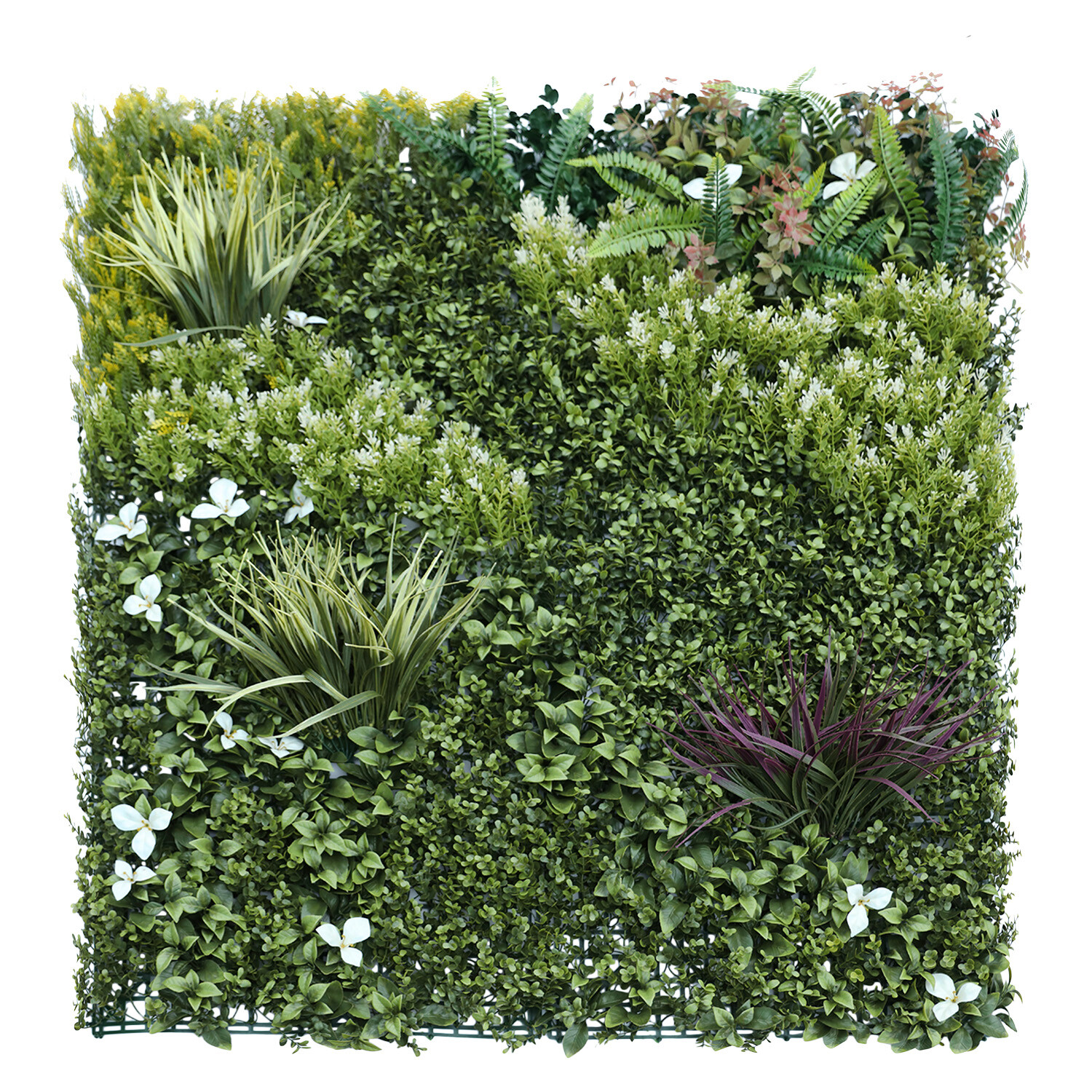 40×40 in Artificial 3D Mix Leaves #4 Mat Faux Fence Panel Wall Decor Grass Hedge