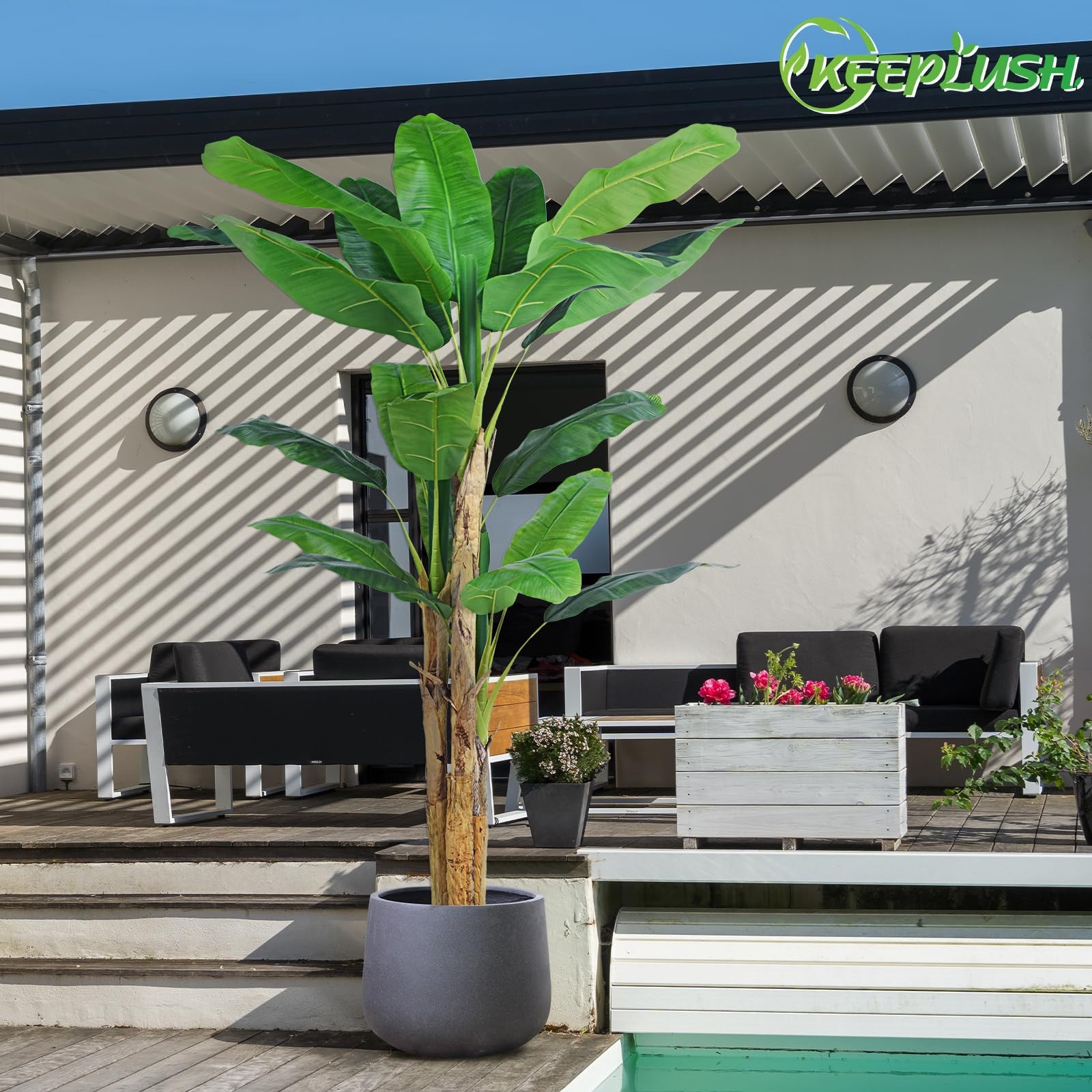 7ft Extra Tall Artificial Banana Tree, Fake Banana Leaf Plant with 19 Faux Ba…