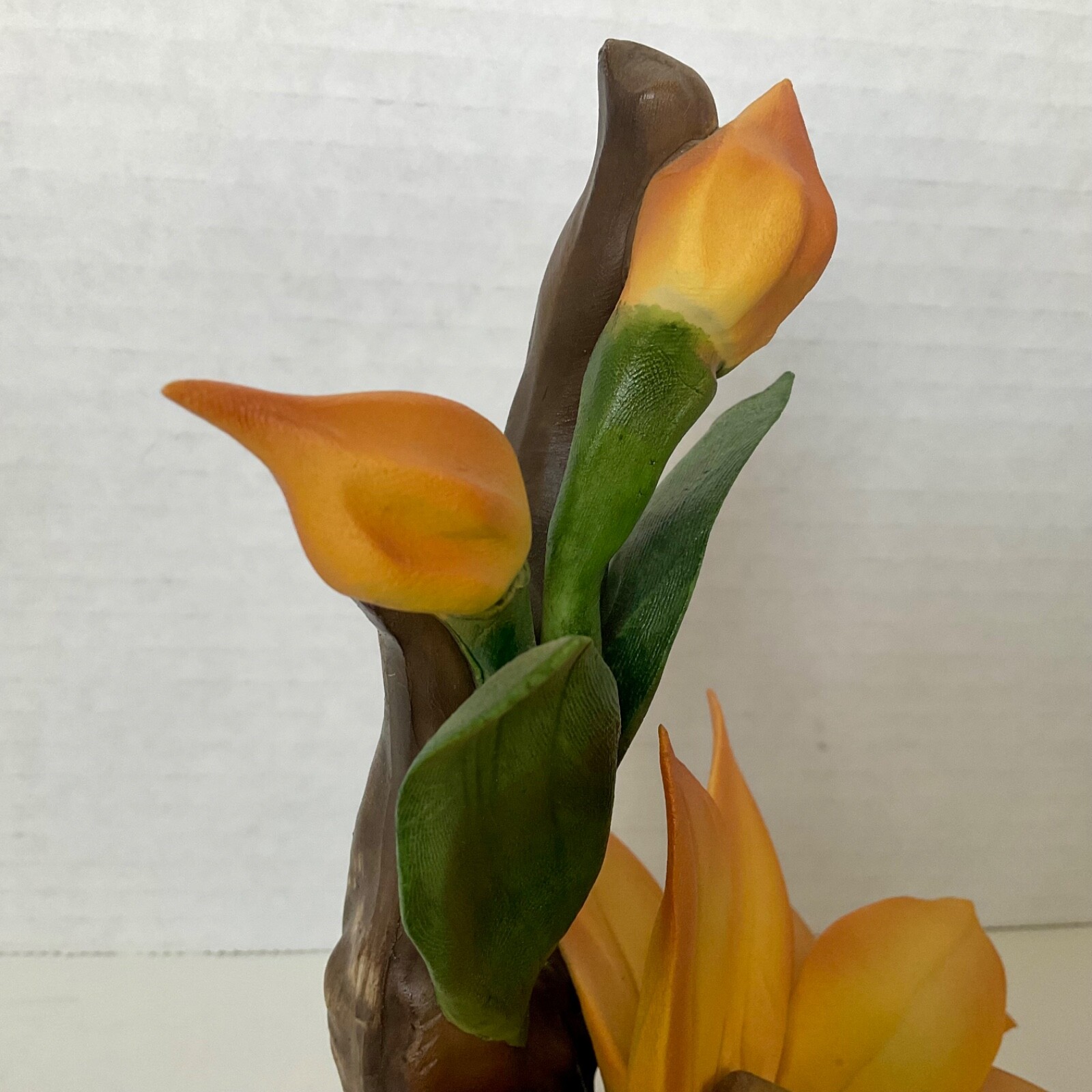 Capodimonte Orange Black Eyed Susan Floral Sculpture Made In Italy 6 3/4” VTG