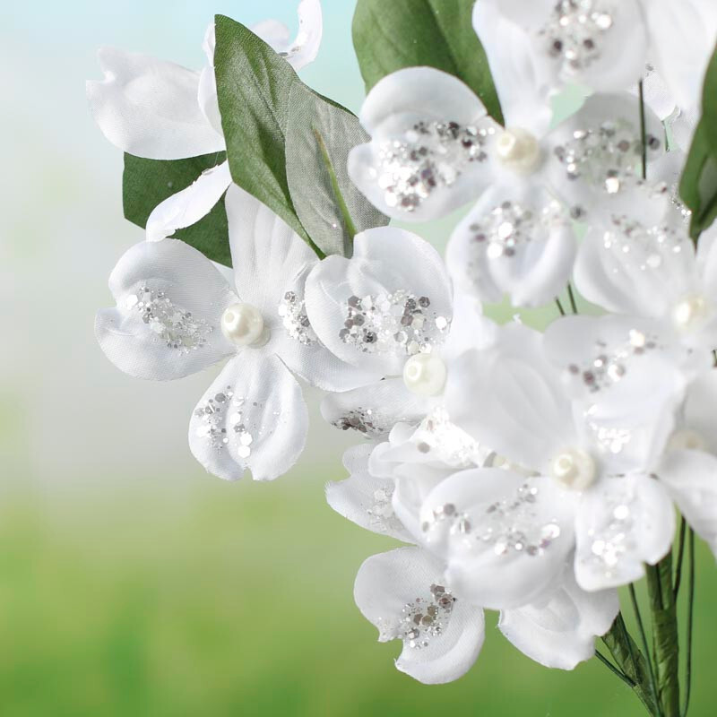 Package of 6 Sparkling Pearl Artificial Dogwood 14-3/4″ Picks
