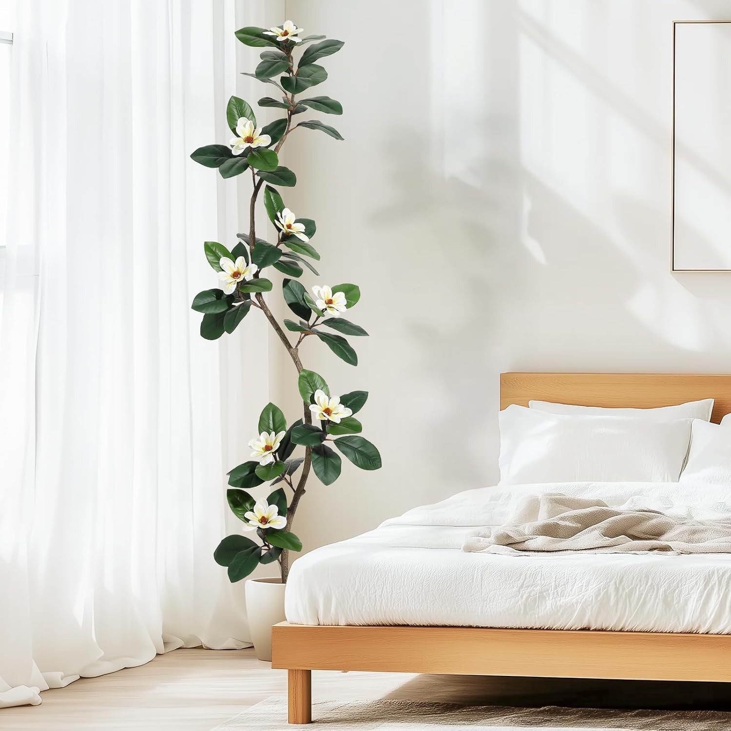 Artificial Magnolia Tree Lifelike Faux Tree for Indoor/Outdoor 5/6/7ft White