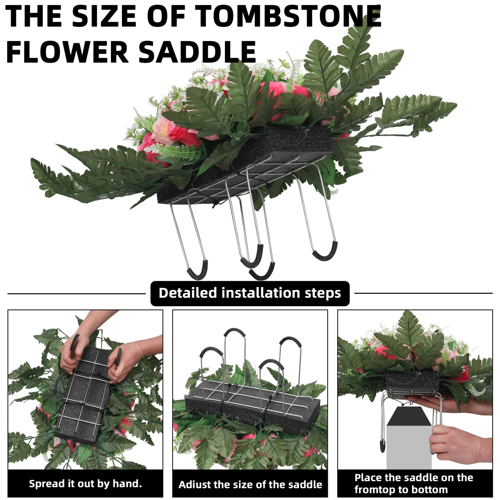 Artificial Cemetery Flowers for Grave,Large Headstone Flower Saddle Realistic…