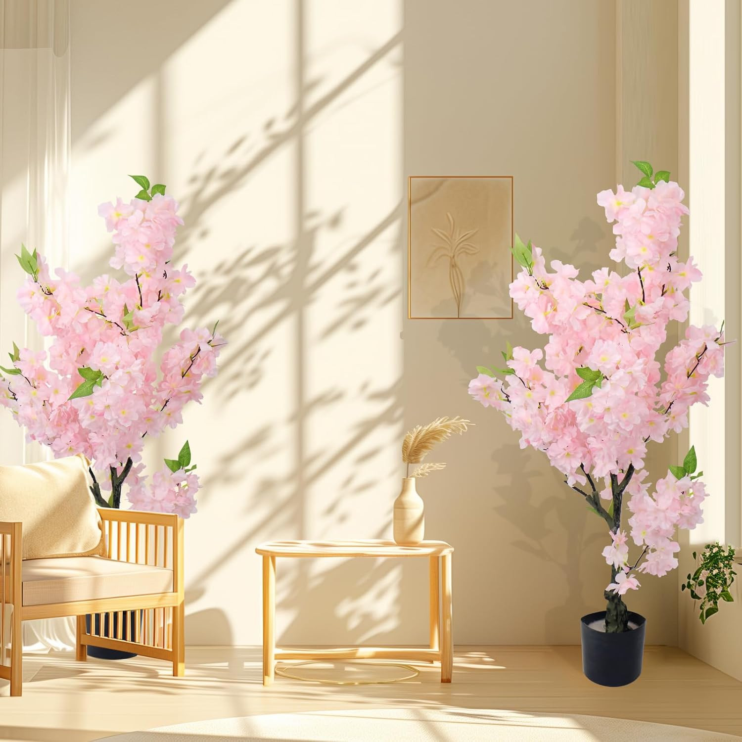 36″ 2 Pack Artificial Cherry Blossom Trees – Faux Pink Sakura Indoor Decor