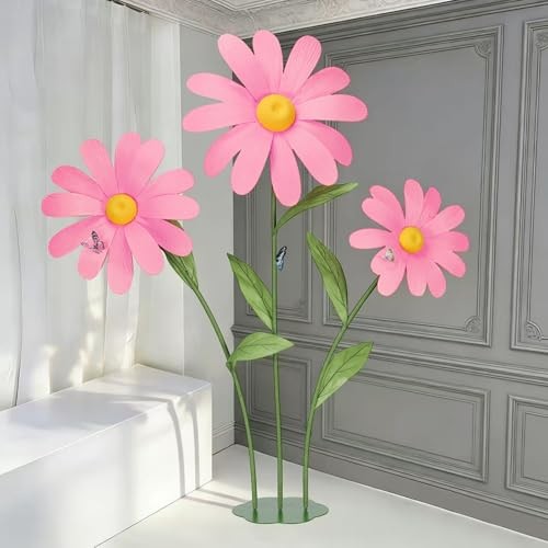 Giant Daisy Flowers Artificial 5.9 Ft Large Fake Daisies Spring Wild Pink