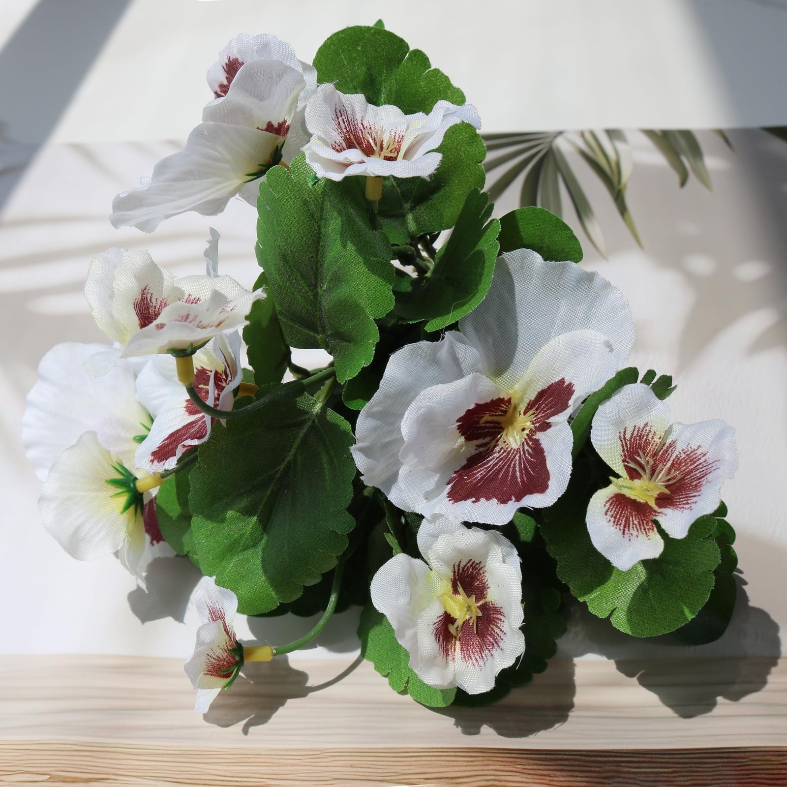 6PCS UV Resistant Artificial Flowers Artificial Pansy Bushes Faux Plastic Flo…