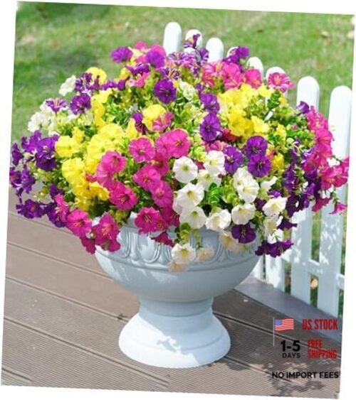 Artificial Flowers Fake Multi Color (3 Fuchsia, 3 Purple, 3 Yellow, 3 White)