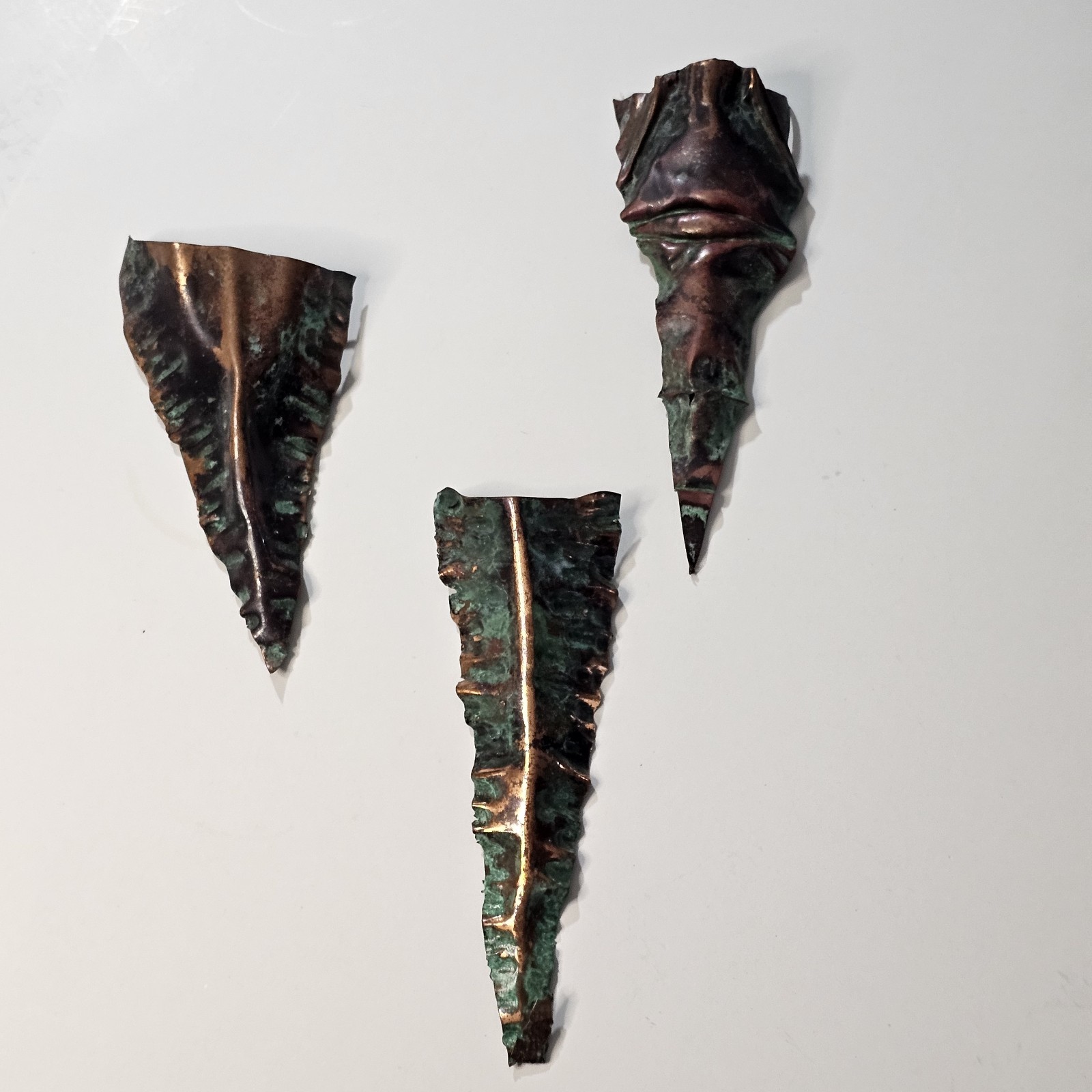 Metal Wall Art Vase (Lot Of 3) Handmade Small Abstract Decor Plants Flowers