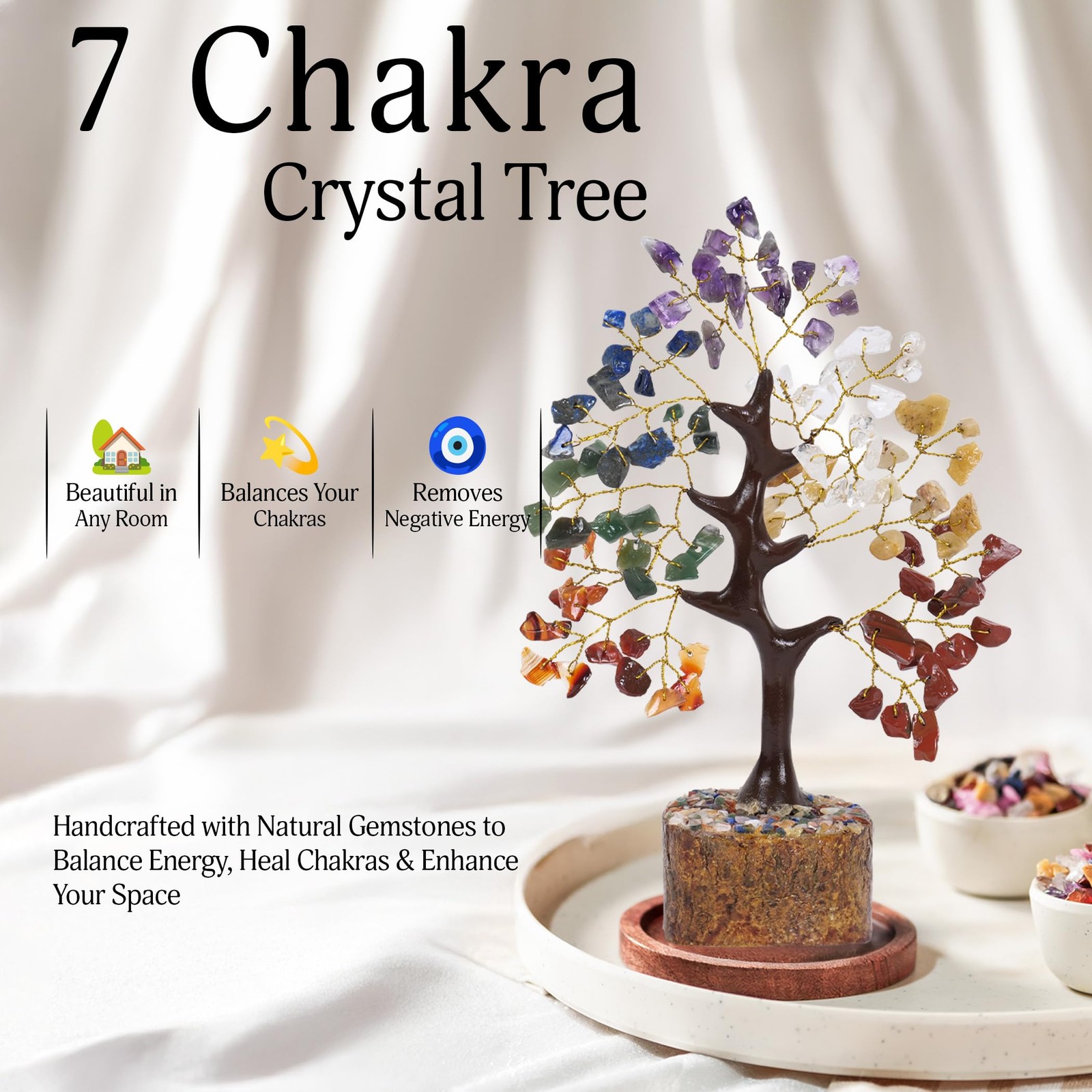 7 Chakra Tree of Life, Gemstone Tree, Gifts for , Crystal Home Decor, Healing…