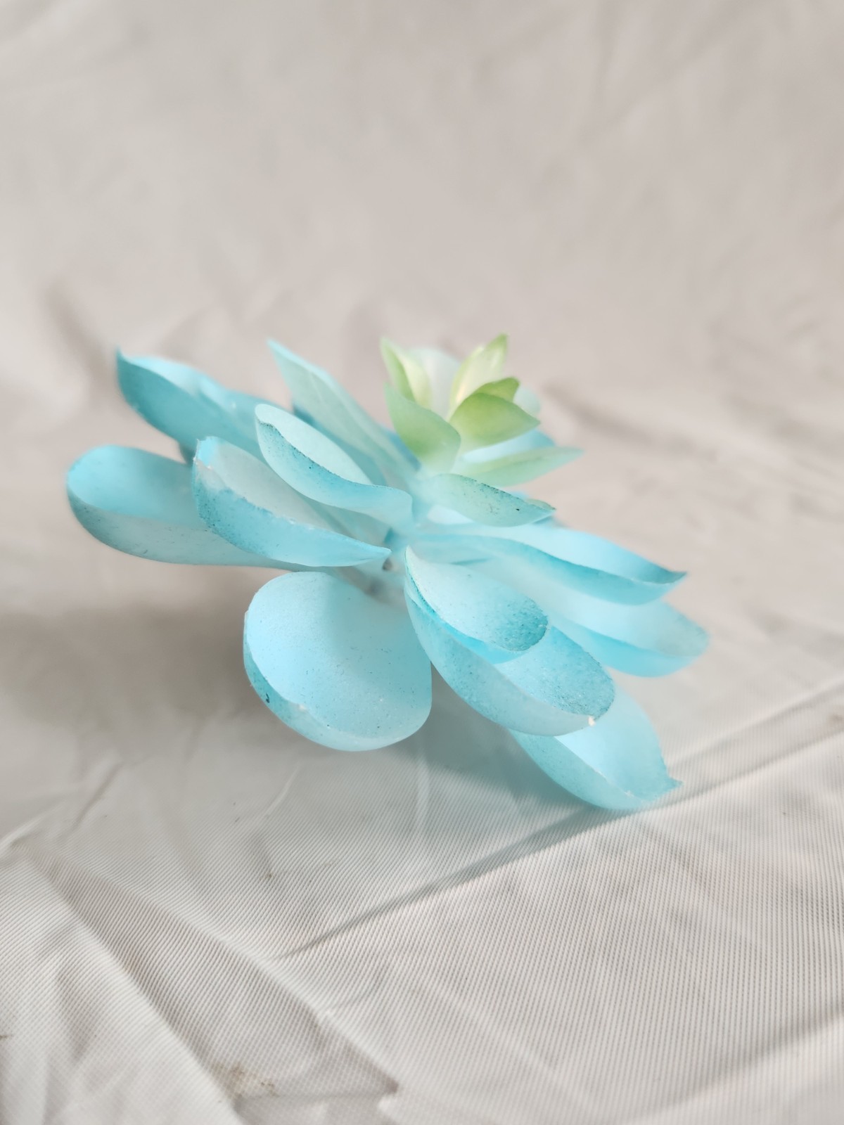 2 Artificial Succulent Rubber Flowers Floral Decor • Beautiful Sky Blue