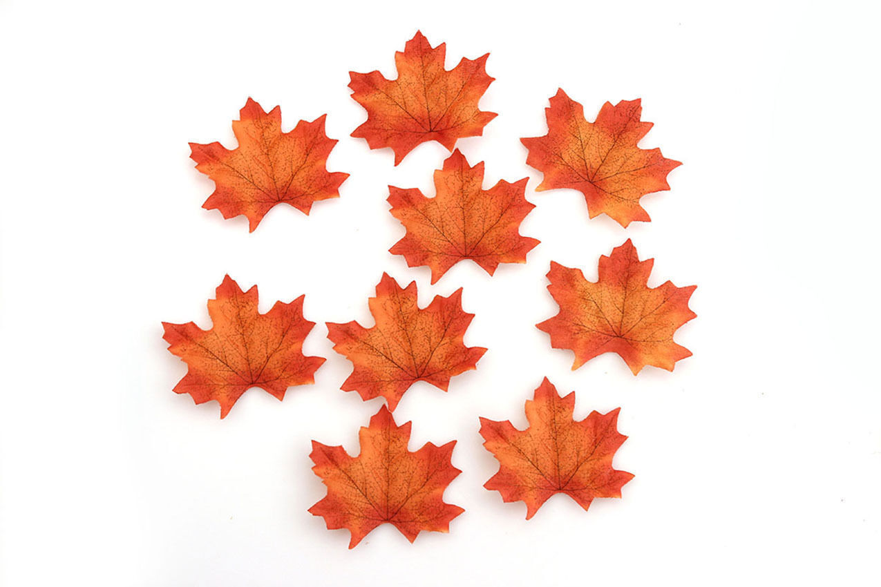 100pcs 6 colors Fall Silk Leaves Wedding Favor Autumn Maple Leaf Decorations