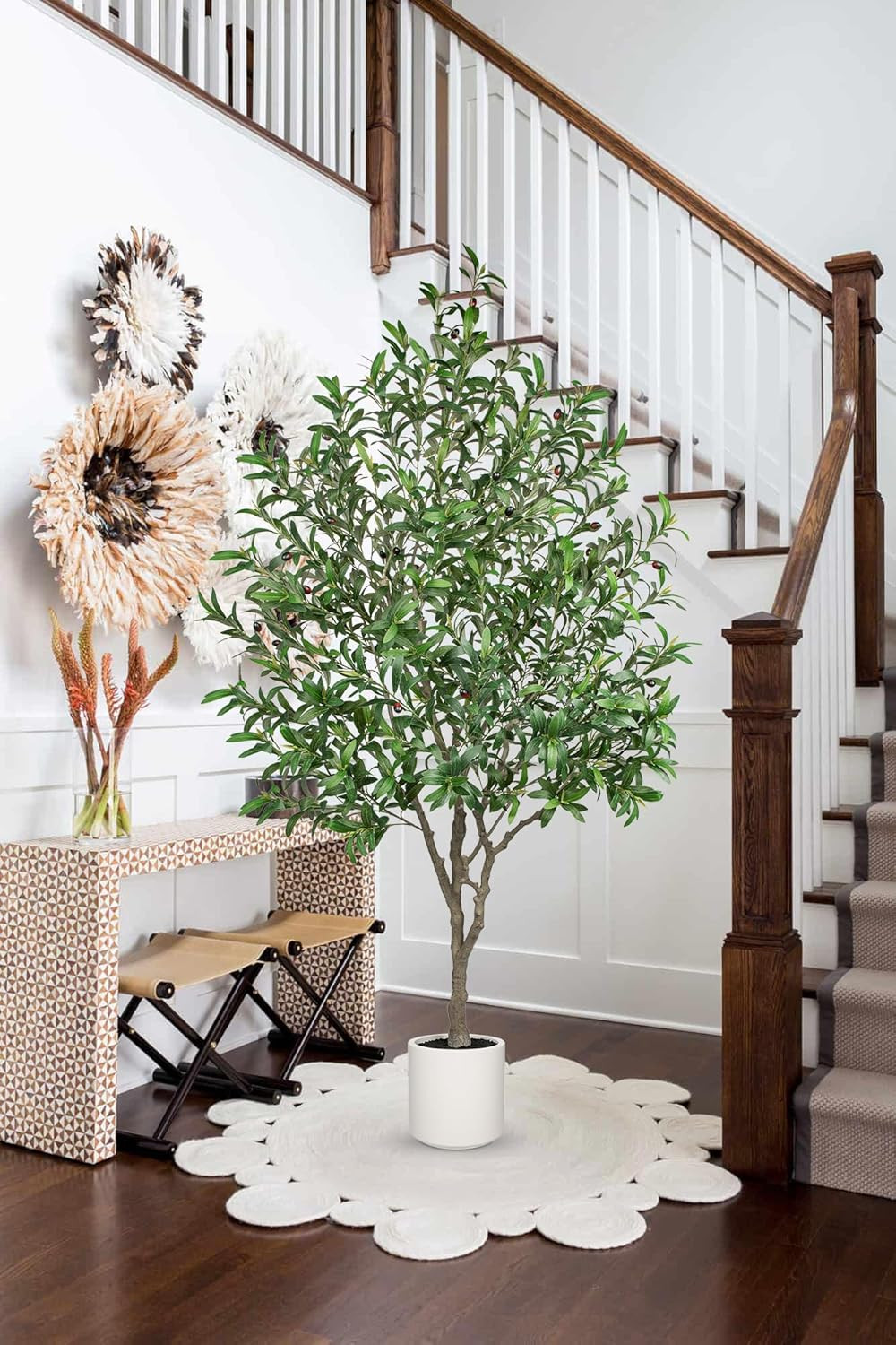 6.7FT Faux Olive Tree in Pot – Lifelike Indoor Decor for Home & Office