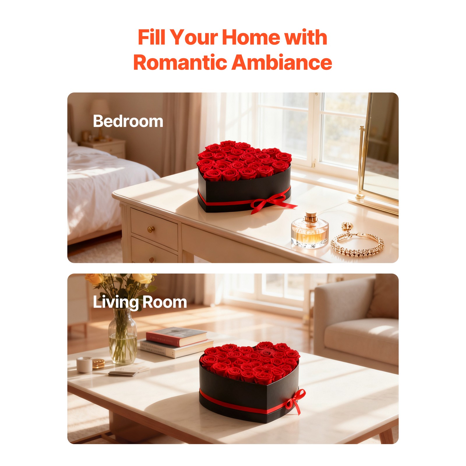 Uimoso 27 Preserved Roses in Heart-Shaped Box – Eternal Red Bouquet
