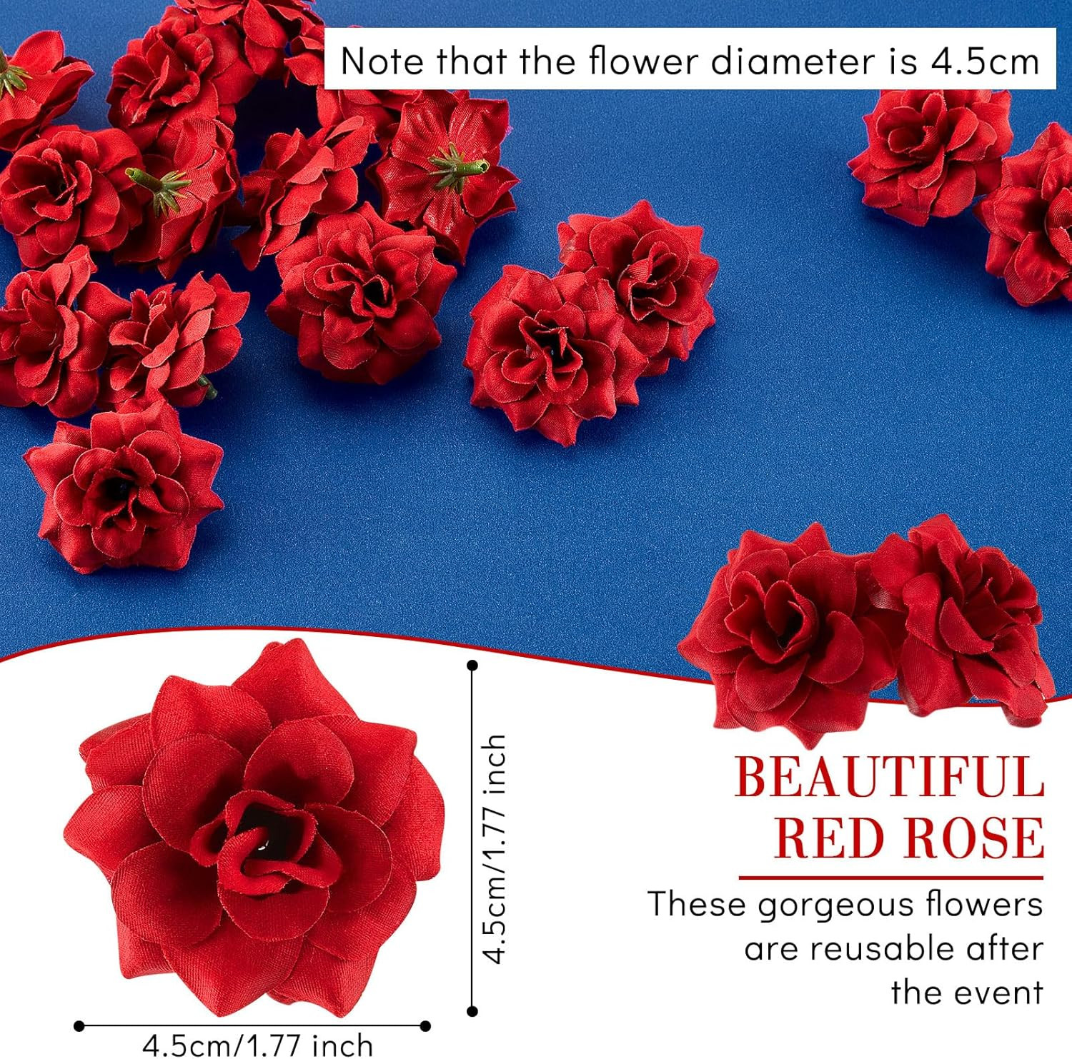 100 Pieces Artificial Roses Head 1.77 in Rose Small Silk Fake Floral for Wedd…