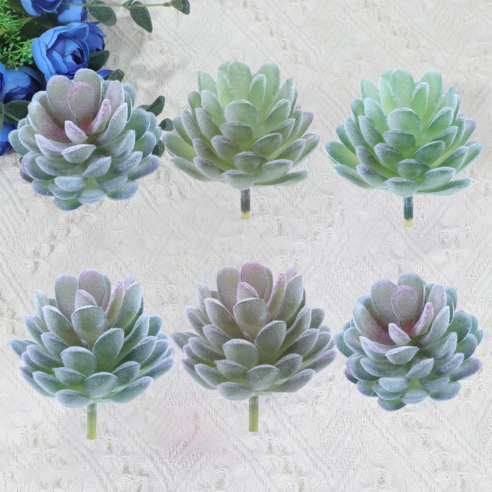 6Pcs Premium PVC Simulated Succulent Plants Lifelike Artificial Decor for Home