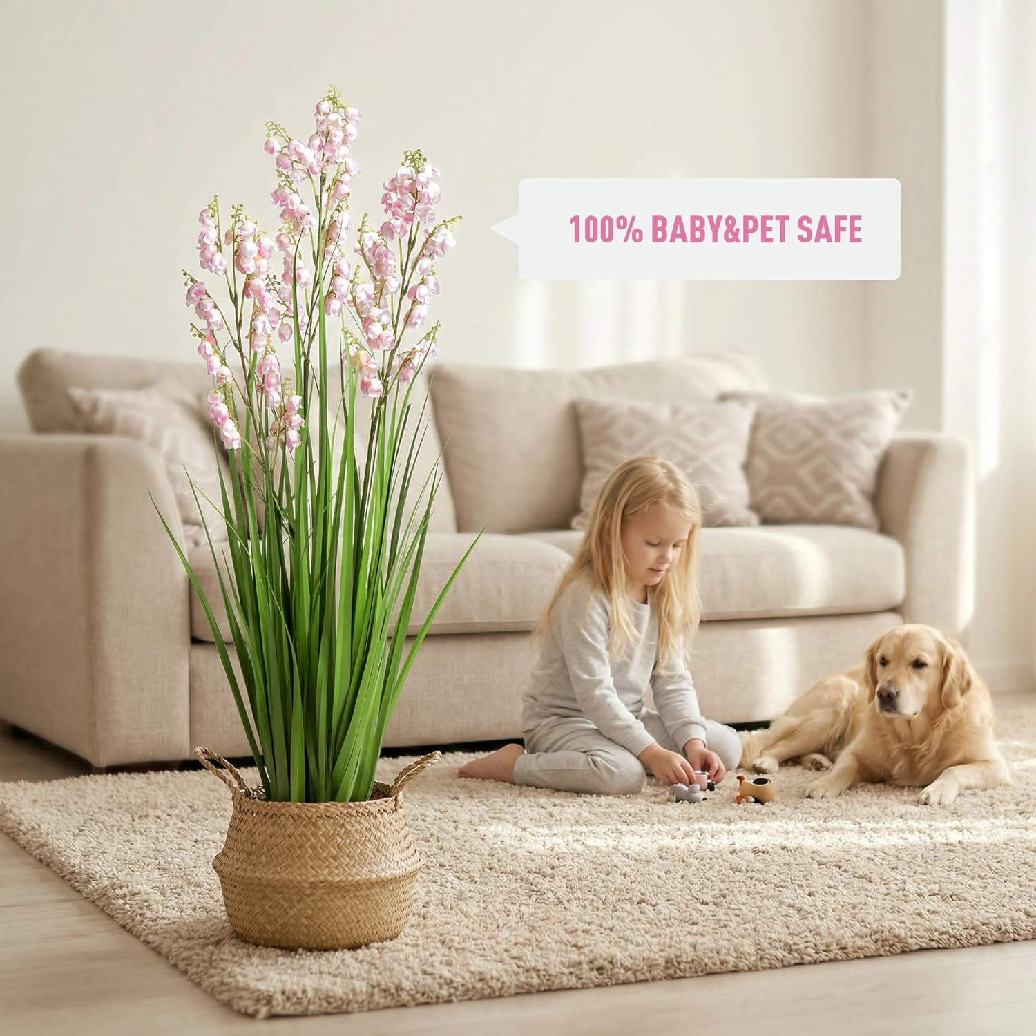 Artificial Pampas Grass – 36″ Pink Fake Plants for Indoor & Outdoor Decor (2Pcs)