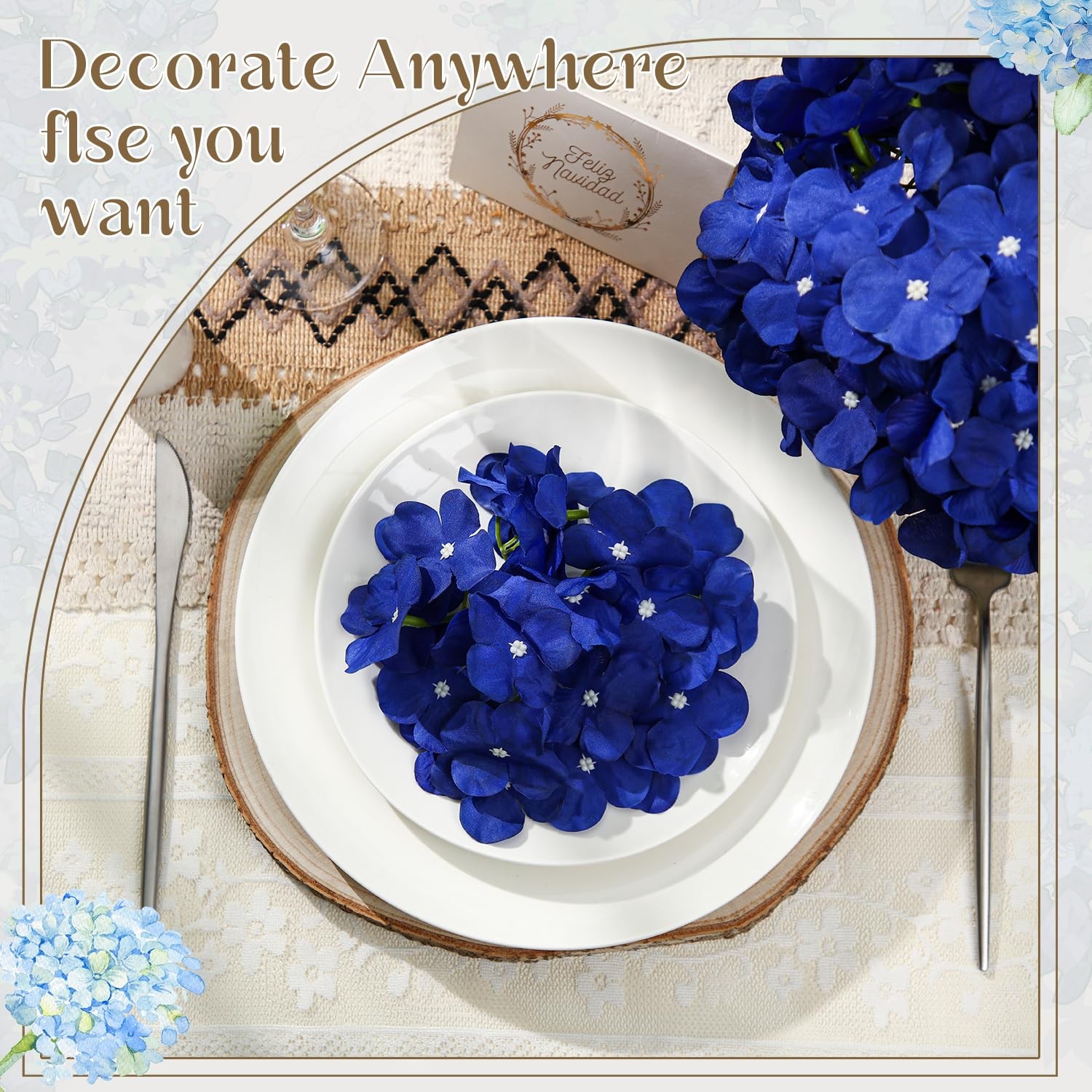 6 Set Artificial Hydrangea Flowers and Plastic Vases Set Centerpieces Table D…