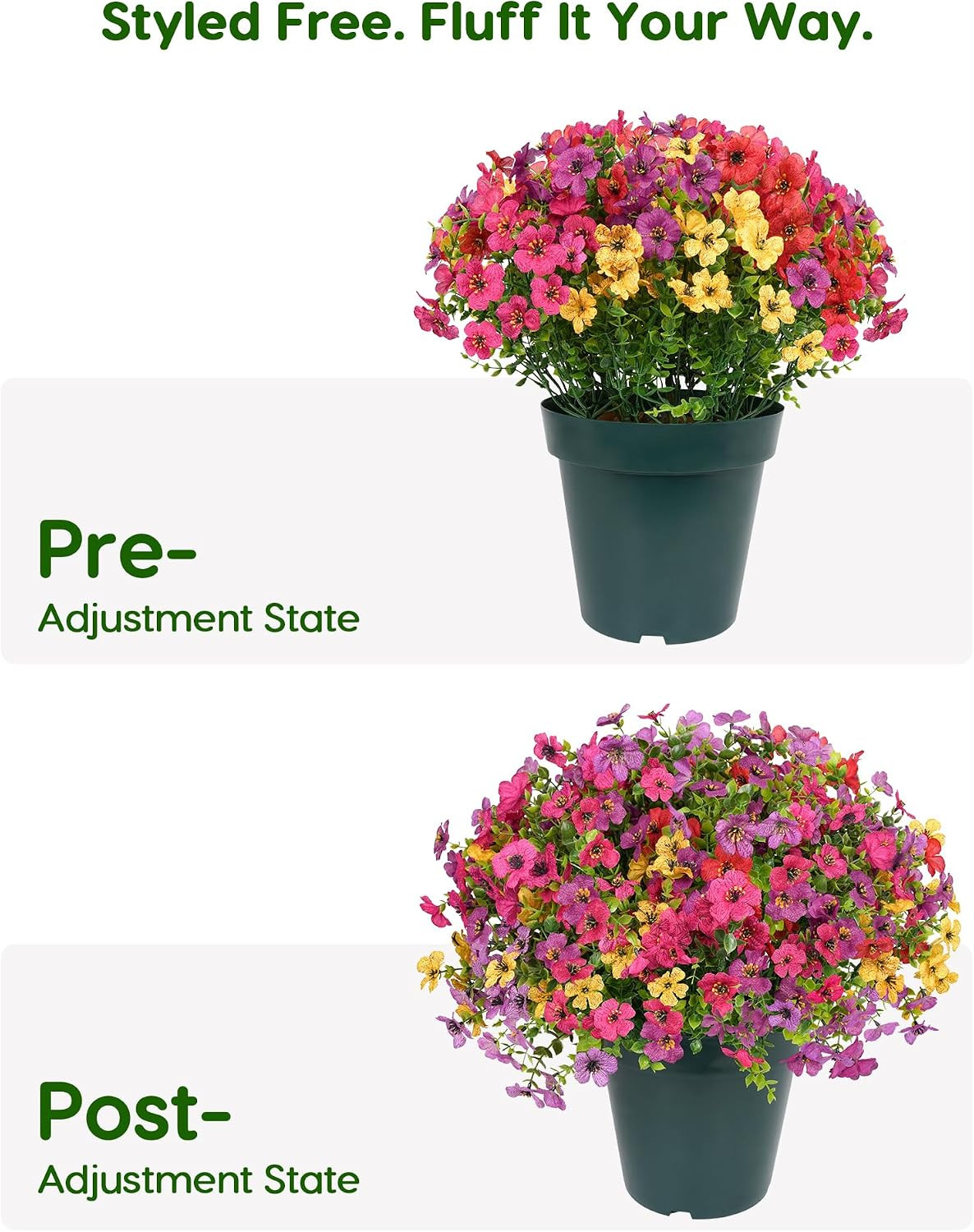 Artificial Flowers for Outdoors- 20” Potted Plant Fake Silk Daisy Bush-Uv Resist