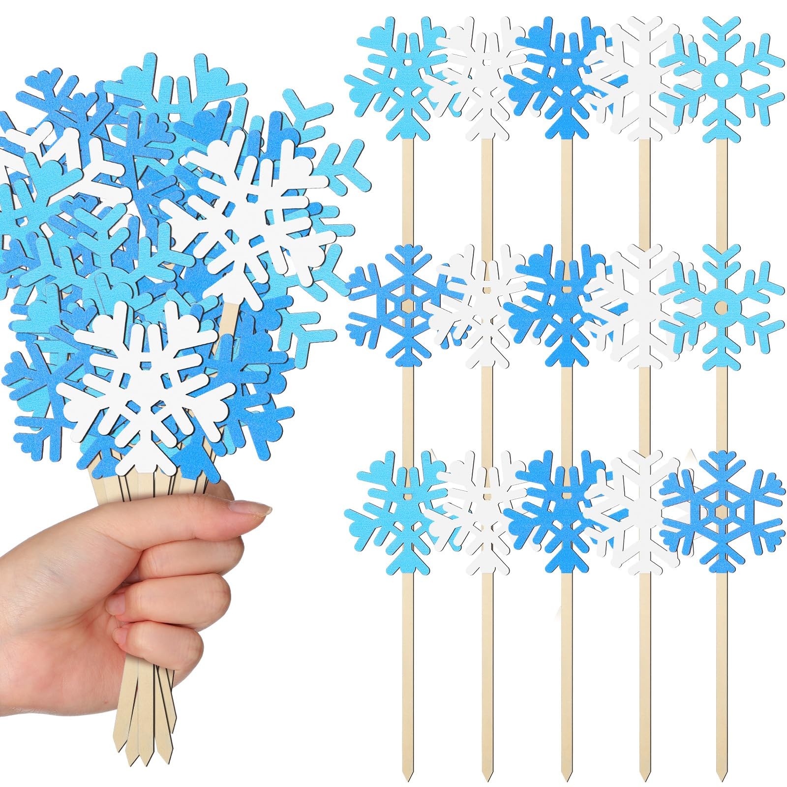 24 Pcs Patriotic Red White Blue Glitter Star Picks Spring Wood Tulips Pick Me…