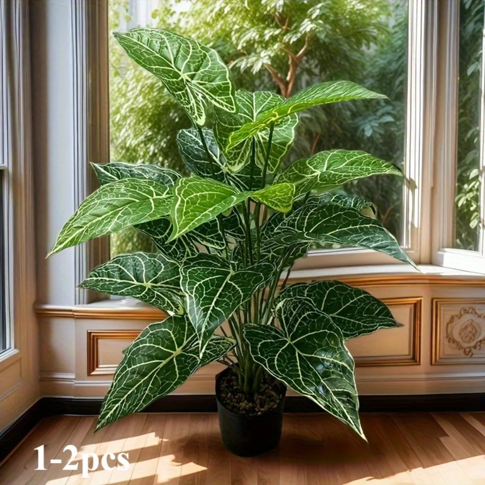 24 Artificial Green Fairy Taro Leaves Monstera Plant Indoor / Outdoor Decoration