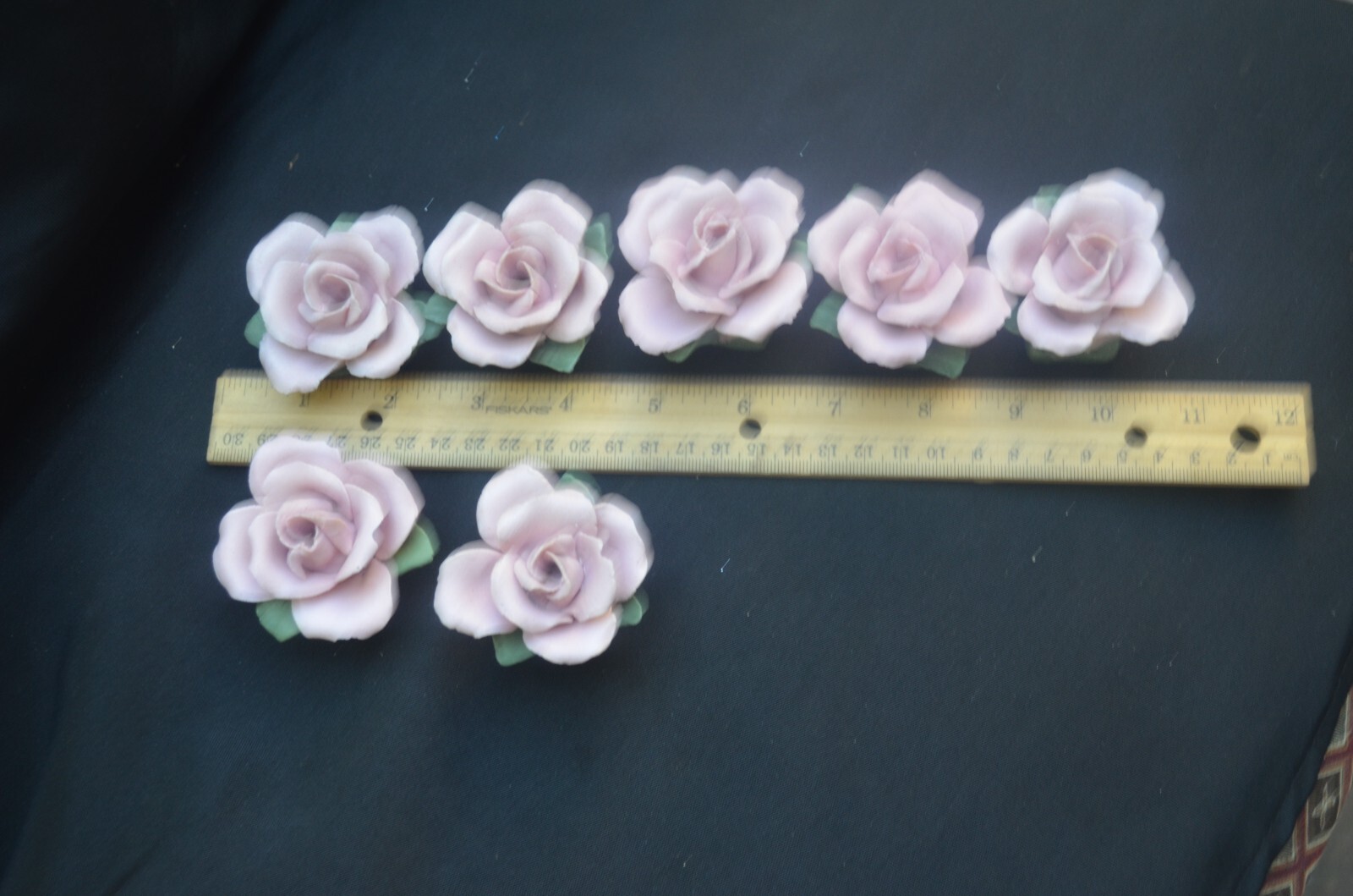 Faux Pink Roses Lot of 7 Unknown Hard Material China