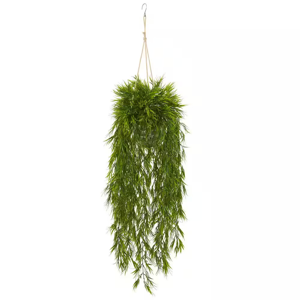 50 In. Mini Bamboo Artificial Plant in Hanging Metal Bucket