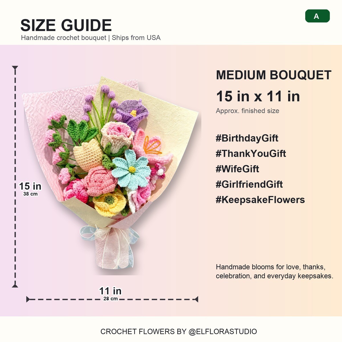 Pastel Mixed Crochet Flower Bouquet Birthday Gift for Mom