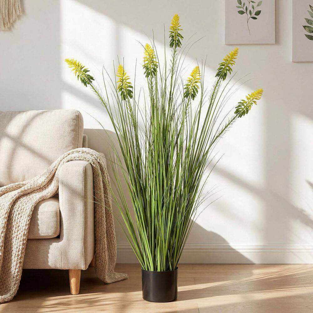 4 Ft. Artificial Cattail Grass in Pot -Home Office Decor Floor Plants and Flower