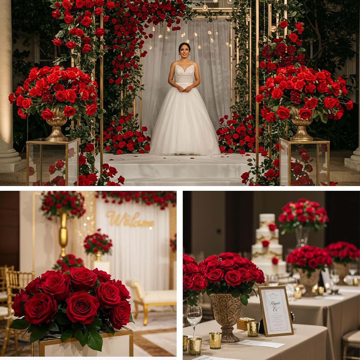 154Pcs Realistic Red Roses – Perfect for Weddings, Parties, and Home Decor